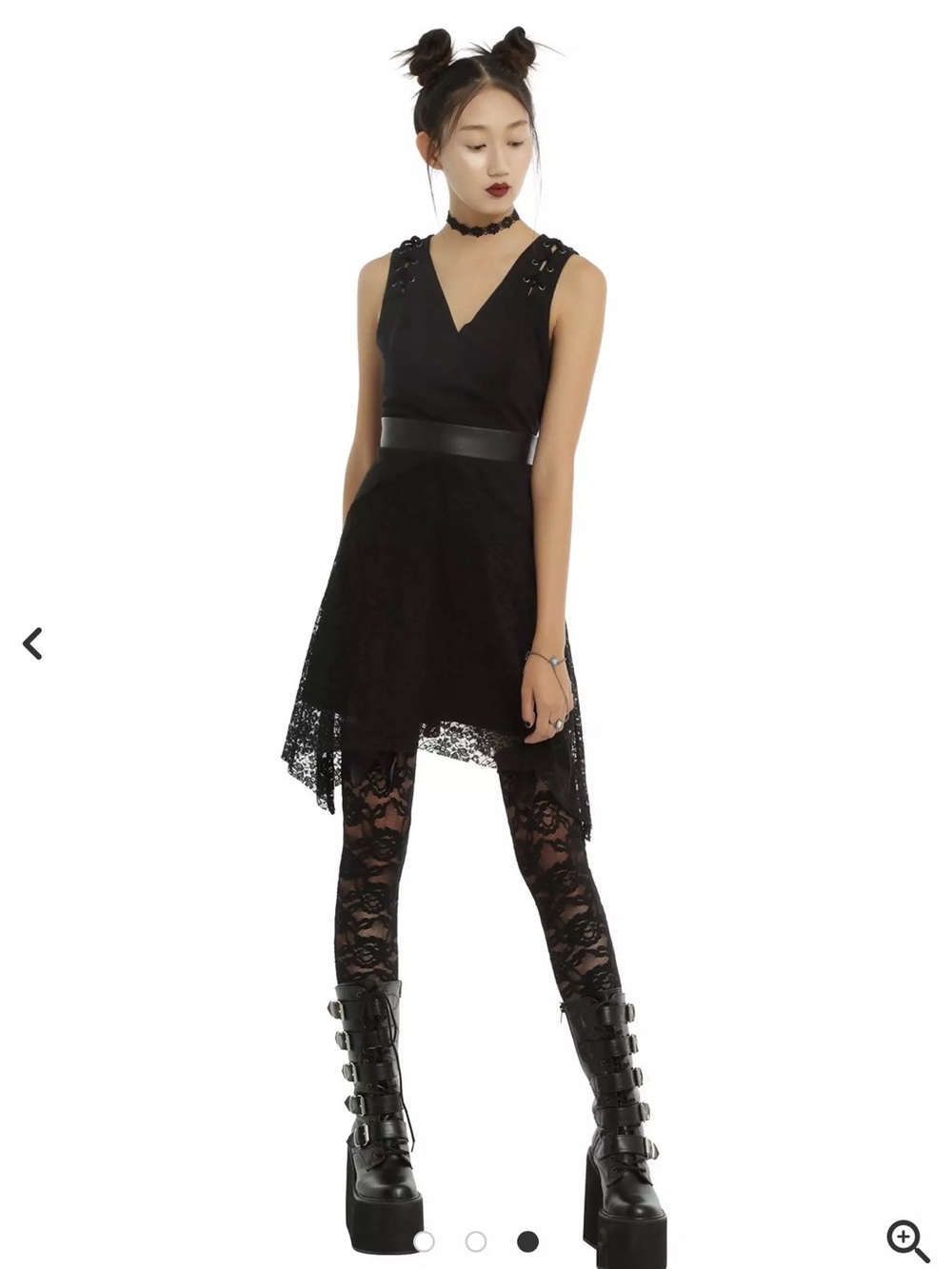 Hot Topic Black Asymmetrical Lace V-Neck Dress